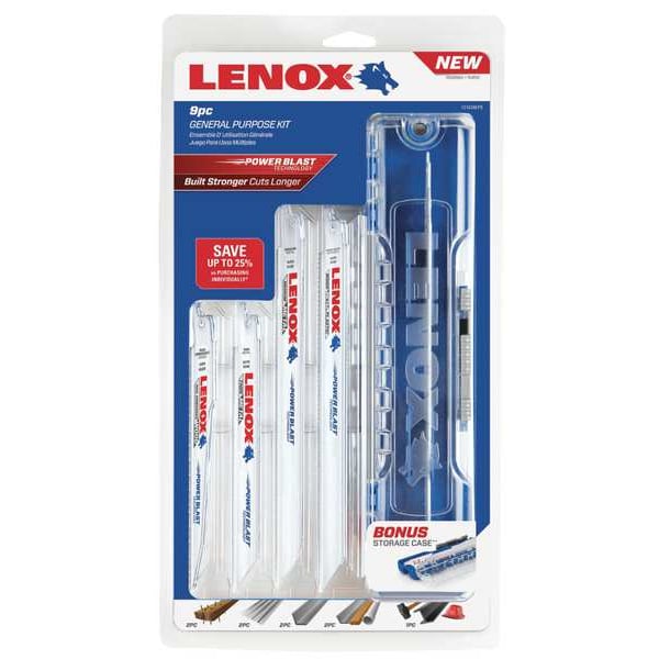 Lenox 6", 8", 9" L x General Purpose Cutting Reciprocating Saw Blade Set - 121439KPE