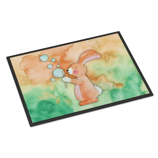Carolines Treasures 18 x 27 in. Rabbit & Bubbles Watercolor Indoor or Outdoor Mat - BB7349MAT