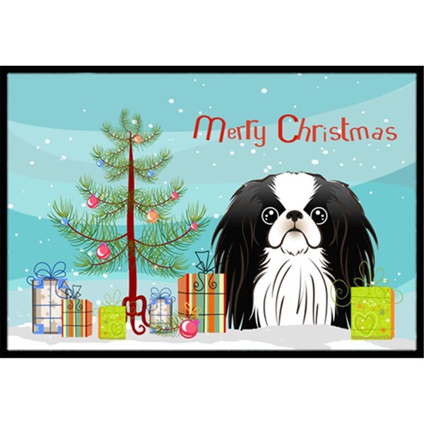 Carolines Treasures Christmas Tree and Japanese Chin Indoor or Outdoor Mat- 24 x 36 - BB1602JMAT