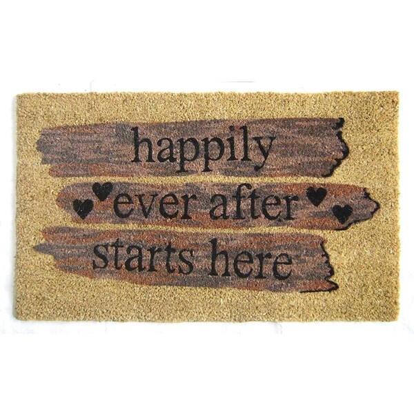 Geo Crafts 18 x 30 in. PVC Back Happily Ever After Doormat - G348 HAPPILY EVER AFTER