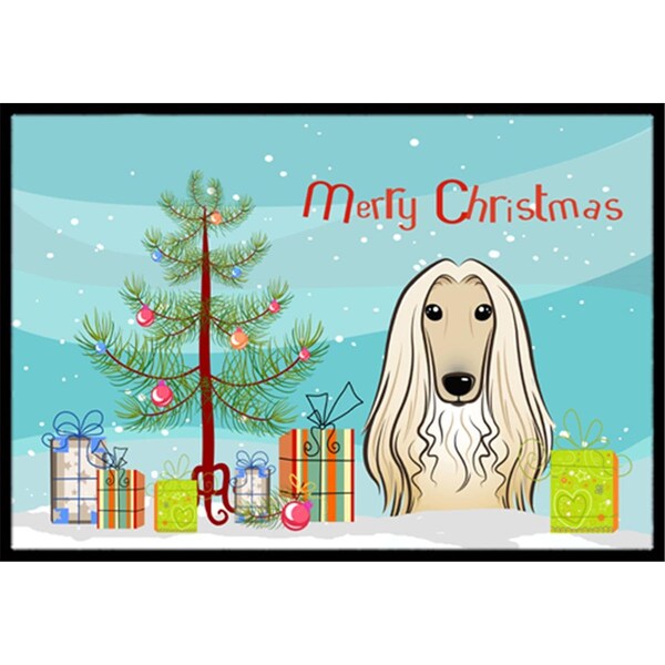 Carolines Treasures Christmas Tree and Afghan Hound Indoor or Outdoor Mat- 24 x 36 - BB1616JMAT