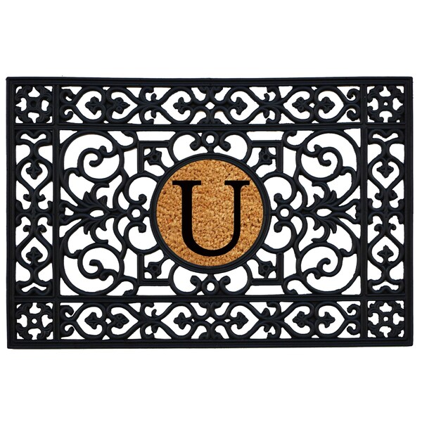 Calloway Mills Monogram Insert Door Mat, Black, Natural, 24 in W x 36 in L - 160012436U