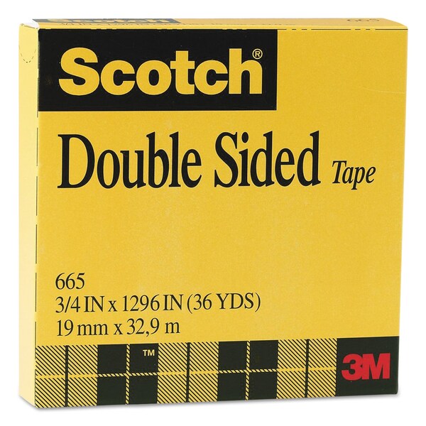 Scotch Double-Sided Tape, 3in Core, 0.75in x 36 yds, Clear - 665-341296