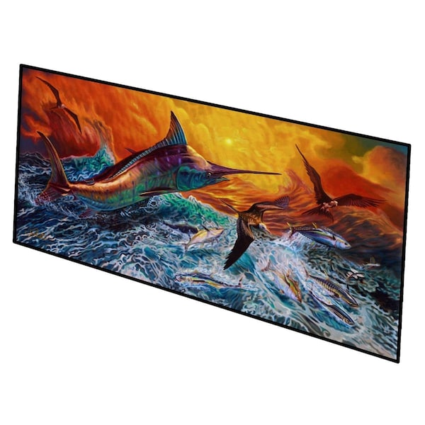 Jensendistributionservices 28 x 58 in. Reflective Chaos Blue Marlin Indoor or Outdoor Runner Mat - MI2552131