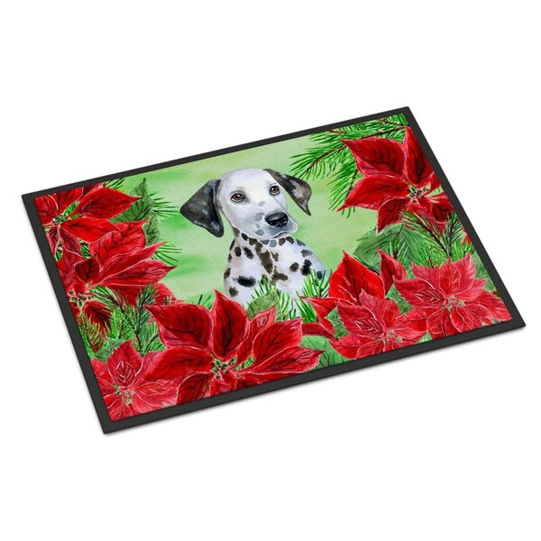 Carolines Treasures Dalmatian Puppy Poinsettas Indoor or Outdoor Mat, 24 x 36 in. - CK1356JMAT