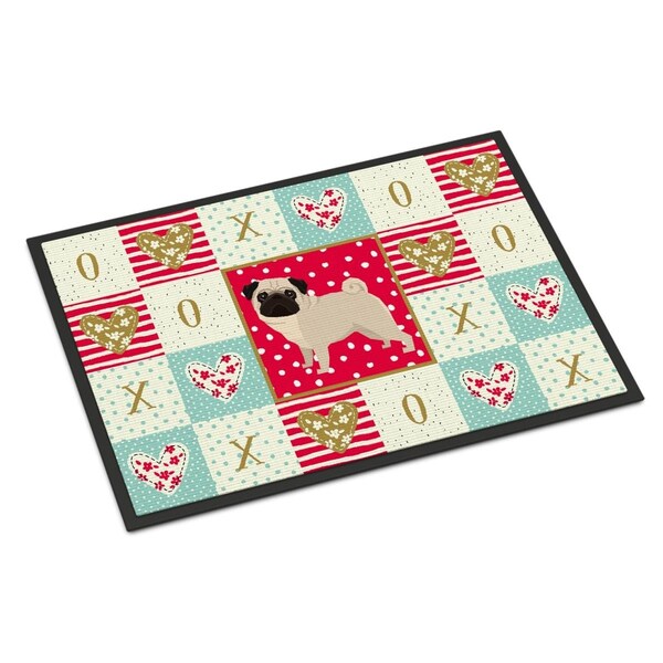 Carolines Treasures 18 x 27 in. Pug Love Indoor or Outdoor Mat - CK5947MAT