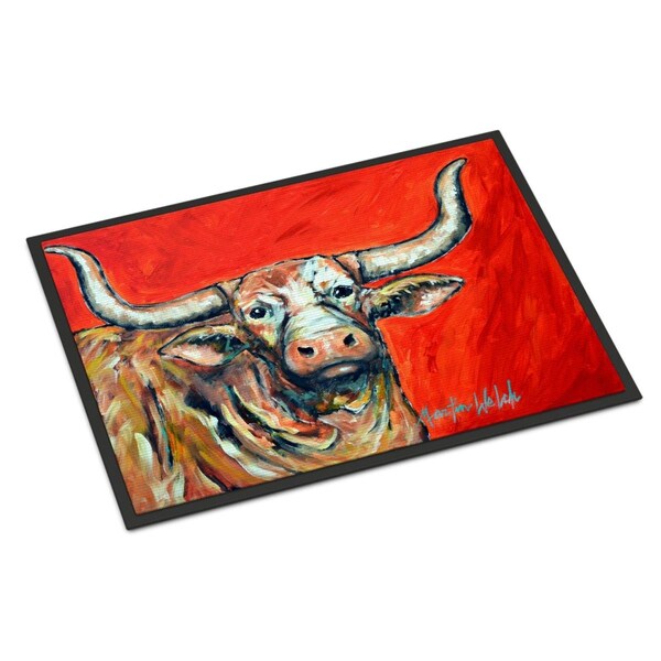 Carolines Treasures 24 x 36 in. See Red Longhorn Cow Indoor or Outdoor Mat - MW1281JMAT