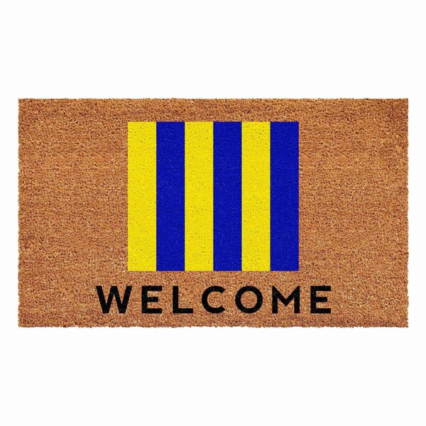 Calloway Mills Personalized Door Mat, Blue, Yellow, Black, Natural, 30 in W x 48 in L - 108123048G