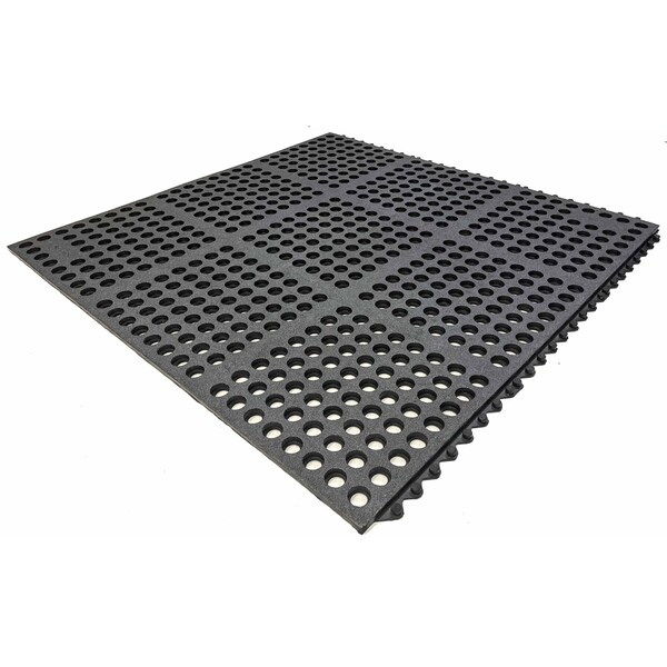 Rhino Mats G-Series Drainage Mat, Rubber, Drainage Holes, 3 ft W x 3 ft L, Green - G-3636G