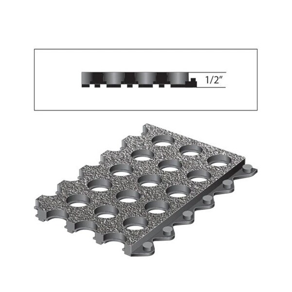 Rhino Mats G-Series Drainage Mat, Rubber, Drainage Holes, 3 ft W x 3 ft L, Green - G-3636G