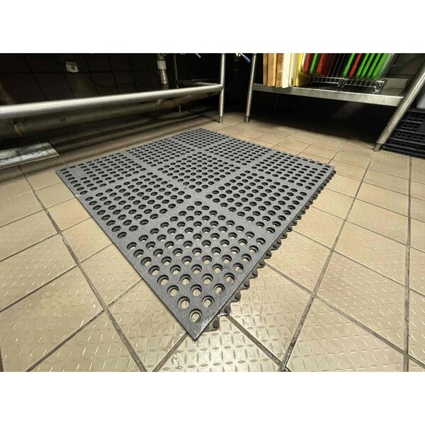 Rhino Mats G-Series Drainage Mat, Rubber, Drainage Holes, 3 ft W x 3 ft L, Green - G-3636G