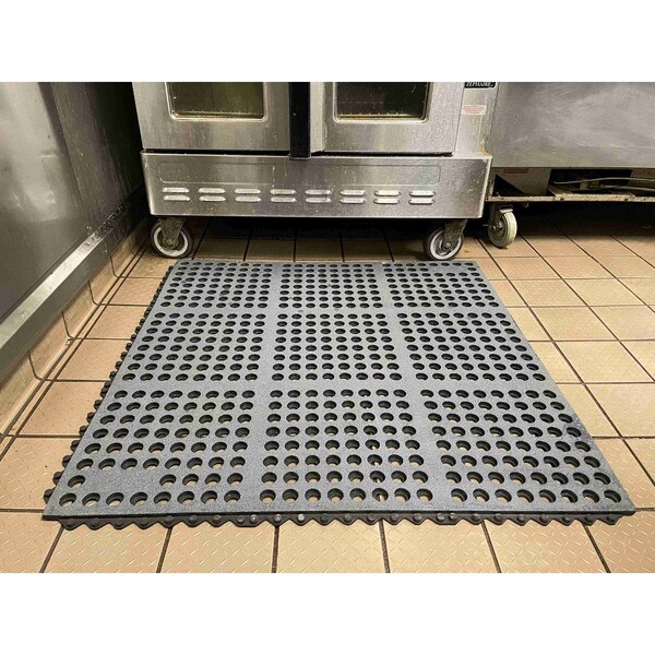 Rhino Mats G-Series Drainage Mat, Rubber, Drainage Holes, 3 ft W x 3 ft L, Green - G-3636G