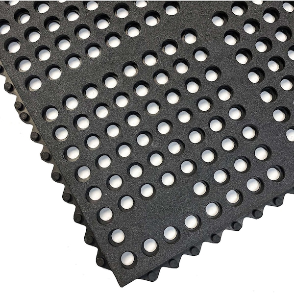Rhino Mats G-Series Drainage Mat, Rubber, Drainage Holes, 3 ft W x 3 ft L, Green - G-3636G