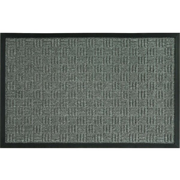 Fanmats Door Mat, 36 in L, 24 in W, Parquet Pattern, Gray - 58777
