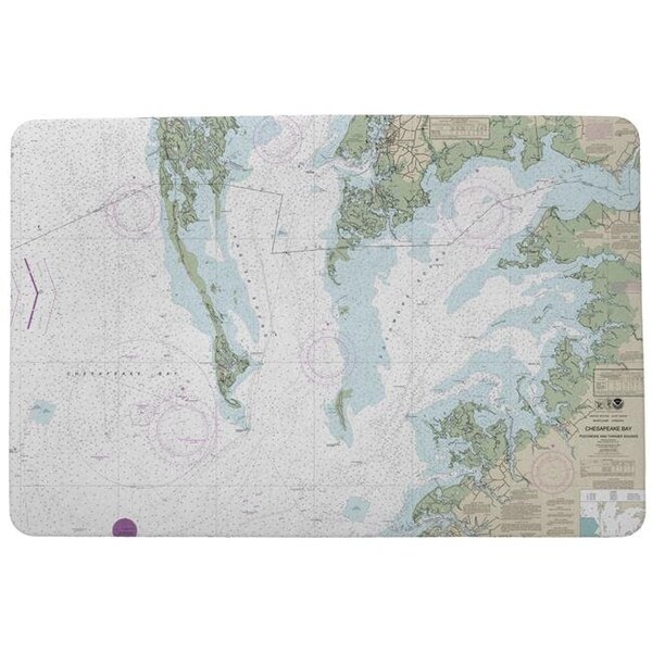 Betsy Drake Betsy Drake DM240CH 18 x 26 in. Chesapeake Bay - Pocomoke & Tangier Sounds; VA Nautical Map Small Door Mat - DM240CH