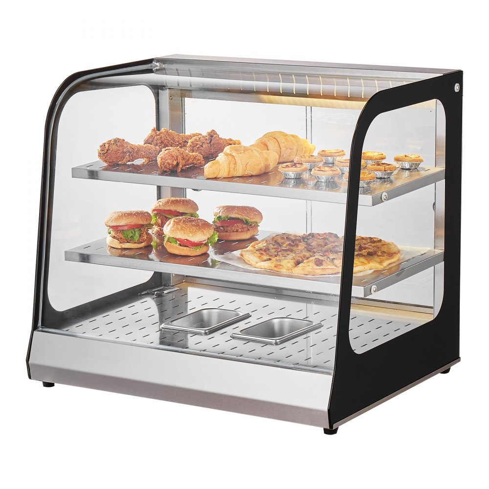 VEVOR 2-Tier Commercial Food Warmer Display Countertop Pizza Cabinet with Tong - TYZSJ2C20YCY03XZEV1