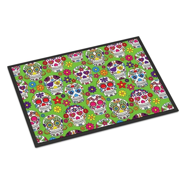 Carolines Treasures Day of the Dead Green Indoor or Outdoor Mat, 18 x 27 in. - BB5117MAT