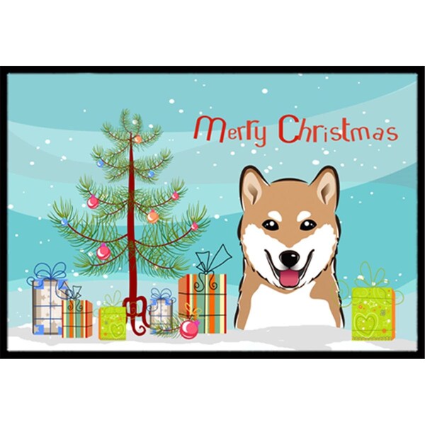 Carolines Treasures Christmas Tree and Shiba Inu Indoor or Outdoor Mat- 24 x 36 - BB1597JMAT