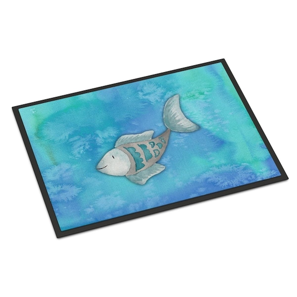 Carolines Treasures 24 x 36 in. Blue Fish Watercolor Indoor or Outdoor Mat - BB7386JMAT