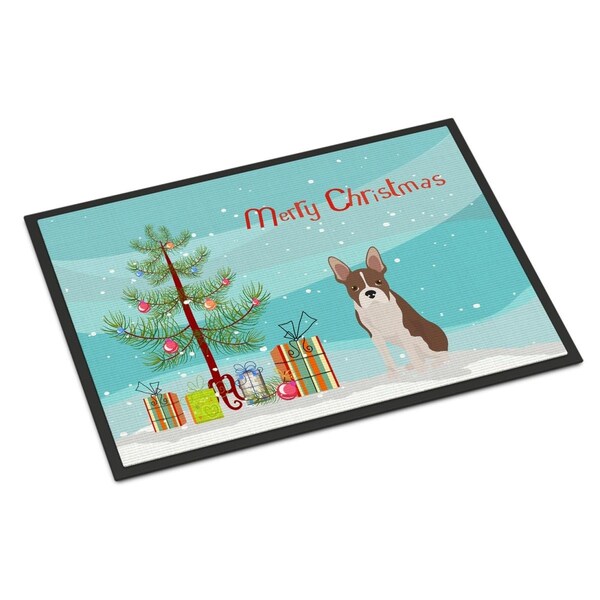 Carolines Treasures 24 x 36 in. Boston Terrier Christmas Tree Indoor or Outdoor Mat - CK3493JMAT