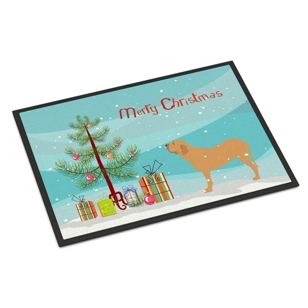 Carolines Treasures Fila Brasileiro Merry Christmas Tree Indoor or Outdoor Mat 18x27 - BB2997MAT