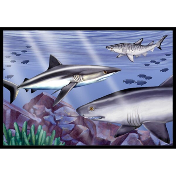 Carolines Treasures Sharks Indoor and Outdoor Mat- 24 x 36 in. - PTW2043JMAT