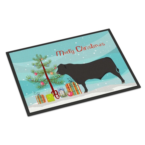 Carolines Treasures Black Angus Cow Christmas Indoor or Outdoor Mat, 24 x 36 in. - BB9195JMAT