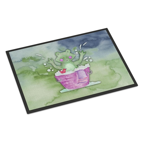 Carolines Treasures 18 x 27 in. Frog Bathing Watercolor Indoor or Outdoor Mat - BB7343MAT