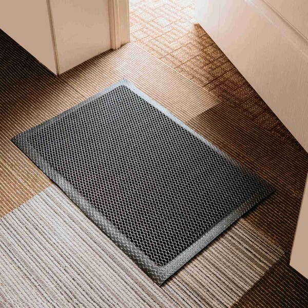 Floortex Mat, Nylon / Vinyl, 0.8 in Thick, Metallic Gray, 31 in W x 47 in L - NREMFLYV0016