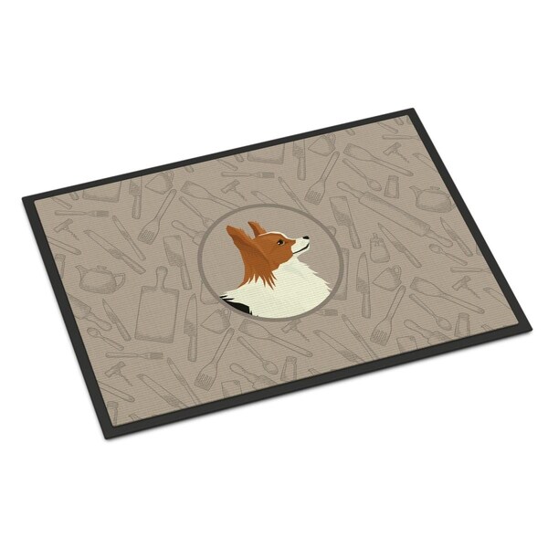Carolines Treasures 18 x 27 in. Papillon in the Kitchen Indoor or Outdoor Mat - CK2200MAT
