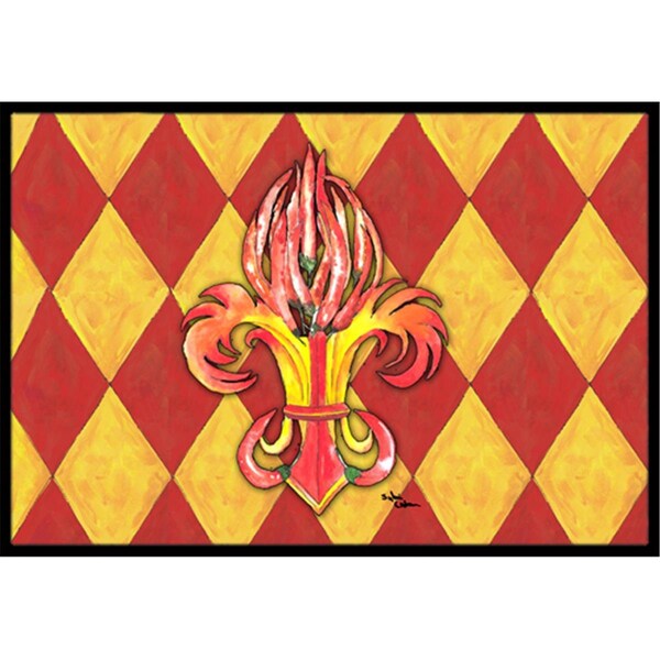 Carolines Treasures 24 x 36 In. Peppers Fleur de lis Indoor or Outdoor Mat - 8499JMAT
