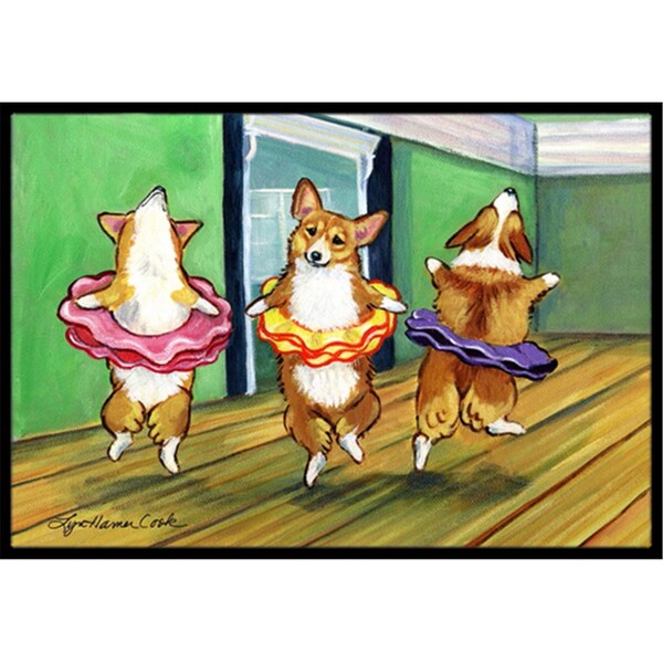 Carolines Treasures 24 x 36 in. Little Ballerina Corgi Indoor Or Outdoor Doormat - 7276JMAT