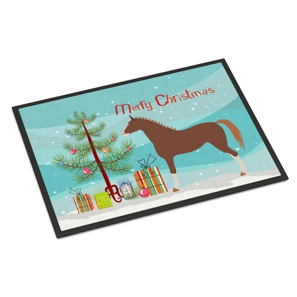 Carolines Treasures Hannoverian Horse Christmas Indoor or Outdoor Mat - 18 x 27 in. - BB9276MAT