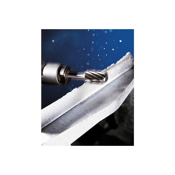 Pferd Carbide Bur - Cylind. (Radius End), ALU Cut - 5/8" x 1" x 1/4" Shank - SC-6 - 24475