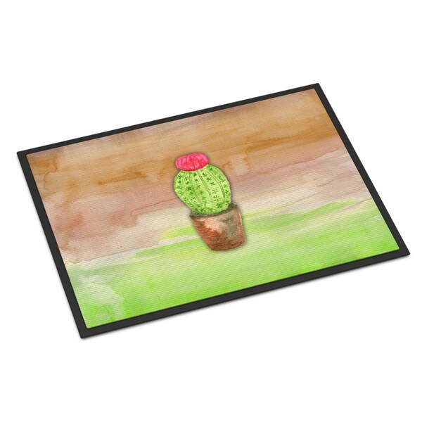 Carolines Treasures 24 x 36 in. Cactus Green & Brown Watercolor Indoor or Outdoor Mat - BB7365JMAT