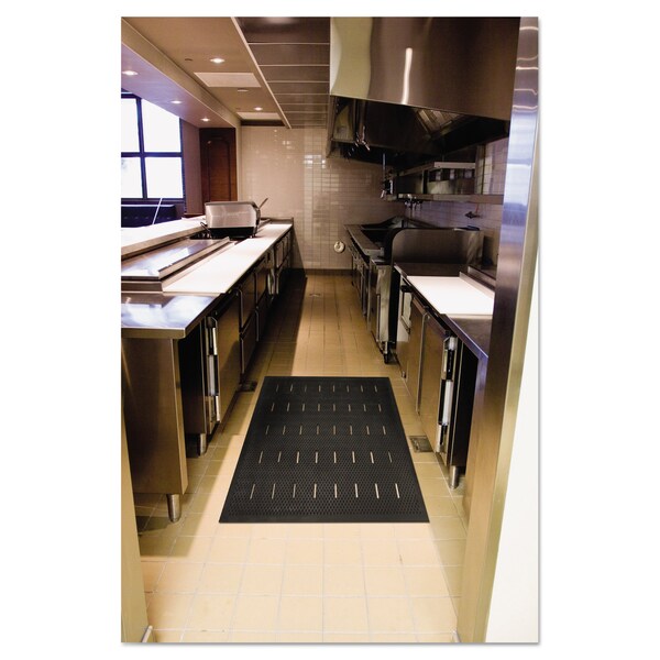 Guardian Floor Protection Antifatigue Mat, 48" L x 36" W, Cleated, Black - 34030401