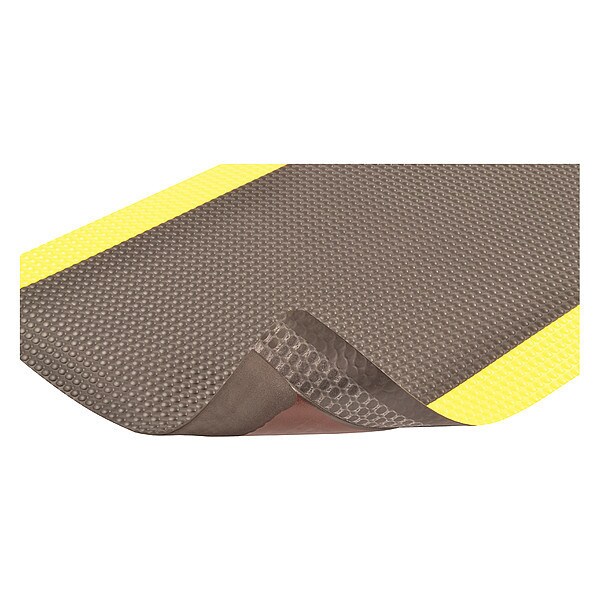 Notrax Antifatigue Mat, 72 ft. L x 3 ft. W, 1/2" Thickness, Vinyl, Bubble Top, Black/Yellow - 482R0036YB