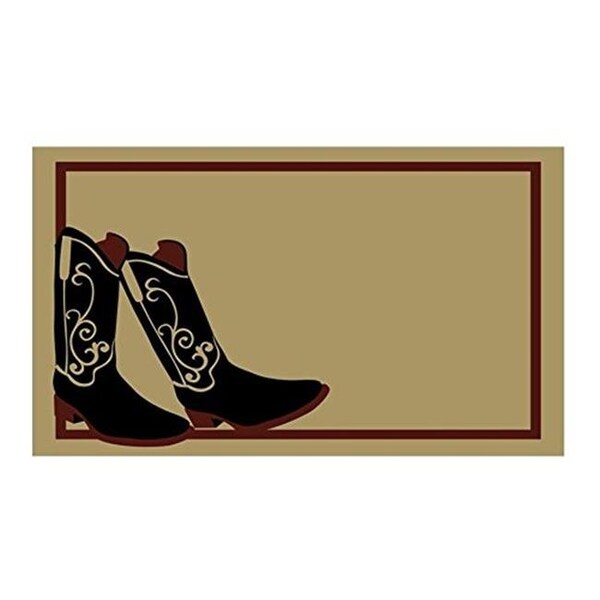 Geo Crafts Geo Crafts G325 BOOTS 18 x 30 in. PVC Backed Cowboy Boots Doormat - Black - G325 BOOTS
