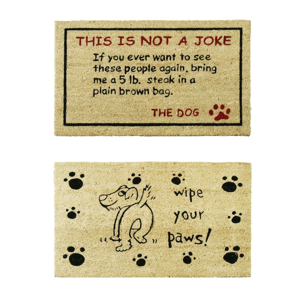 Rubber-Cal "Decorative Doggy Door Mats" - 2 Coco Door Mats Outdoor - 18" x 30" - 10-108-010