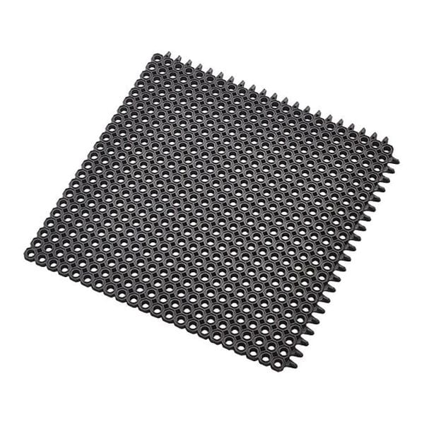 Notrax Entrance Mat, Natural Rubber, 5/32 in Thick, Black, 20 in W x 20 in L - 592S0050BL