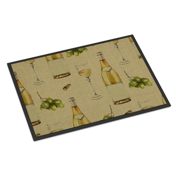 Carolines Treasures White Wine on Linen Indoor or Outdoor Mat, 18 x 27 in. - BB5194MAT