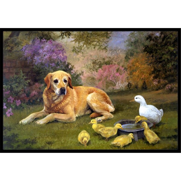 Carolines Treasures Yellow Labrador and Chicks Indoor or Outdoor Mat- 18 x 27 - HEH0096MAT