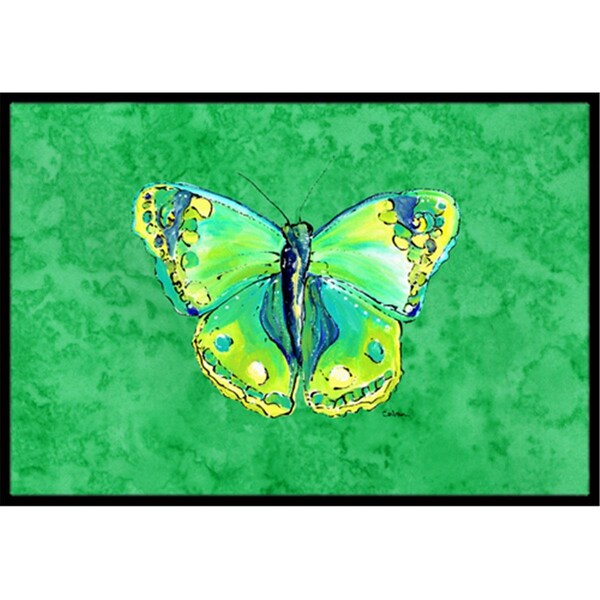 Carolines Treasures Butterfly Green on Green Indoor Or Outdoor Doormat - 18 x 27 in. - CA66418