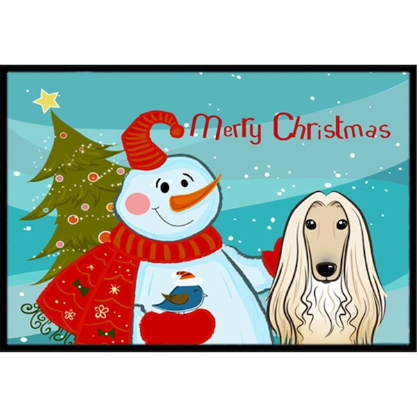 Carolines Treasures Snowman With Afghan Hound Indoor and Outdoor Mat- 24 x 36 in. - BB1864JMAT