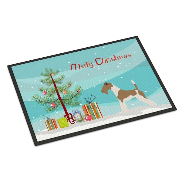 Carolines Treasures Wire Fox Terrier Christmas Indoor or Outdoor Mat - 18 x 27 in. - BB8446MAT