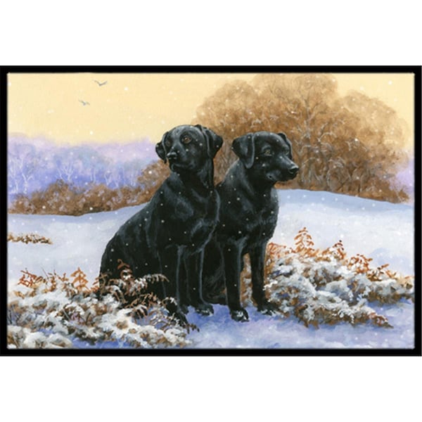 Carolines Treasures Black Labradors in the Snow Indoor or Outdoor Mat- 18 x 27 - BDBA0450MAT