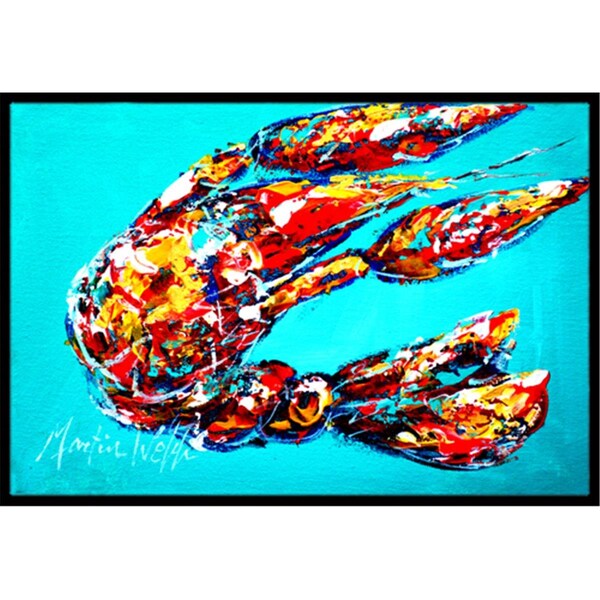 Carolines Treasures Lucy the Crawfish in blue Indoor or Outdoor Mat - MW1161MAT