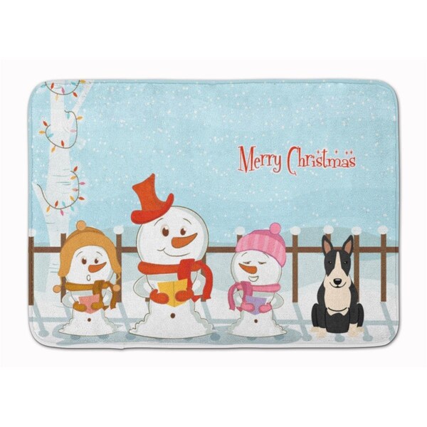 Carolines Treasures Christmas Bull Terrier Black and White Machine Washable Memory Foam Mat - BB2464RUG