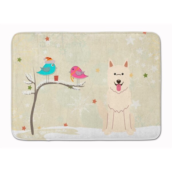 Carolines Treasures Christmas White German Shepherd Machine Washable Memory Foam Mat - BB2517RUG