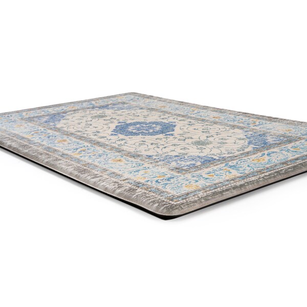 World Rug Gallery Antifatigue Mat, 47 in L x 18 in W, 0.47 in Thickness, Traditional, Blue - 999BLUE18X47